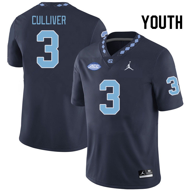 Youth #3 Chris Culliver North Carolina Tar Heels College Football Jerseys Stitched Sale-Navy